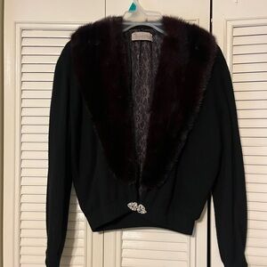 Bernhard Altmann 100% Cashmere Sweater with Fur Collar